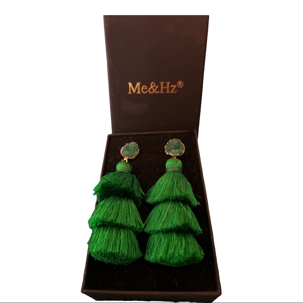 Me&Hz Collection - Green Tassel Drop Earrings